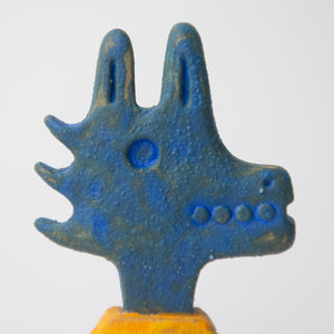 herbivore blue yellow original sculpture