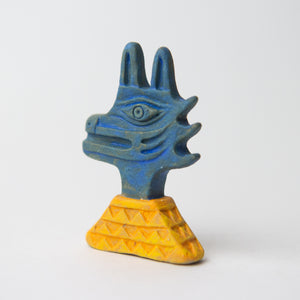 herbivore blue yellow original sculpture