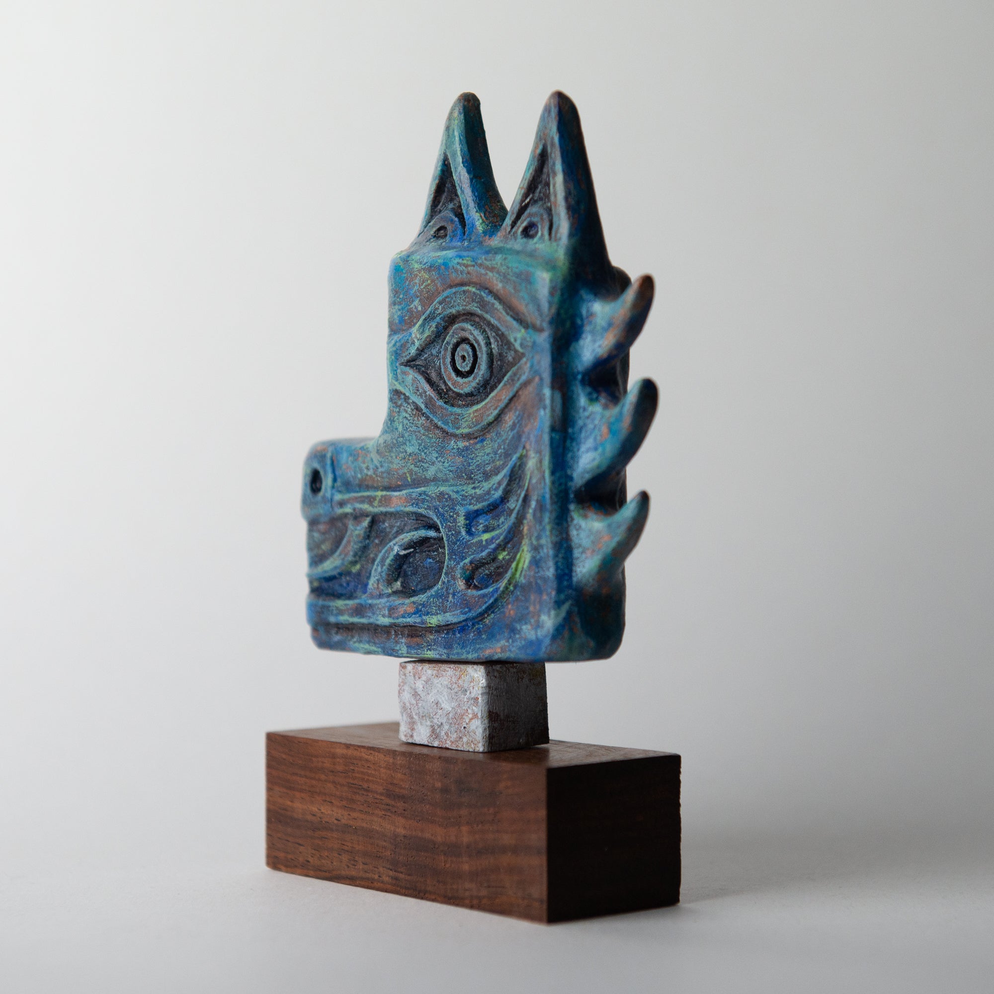 blue cat original sculpture