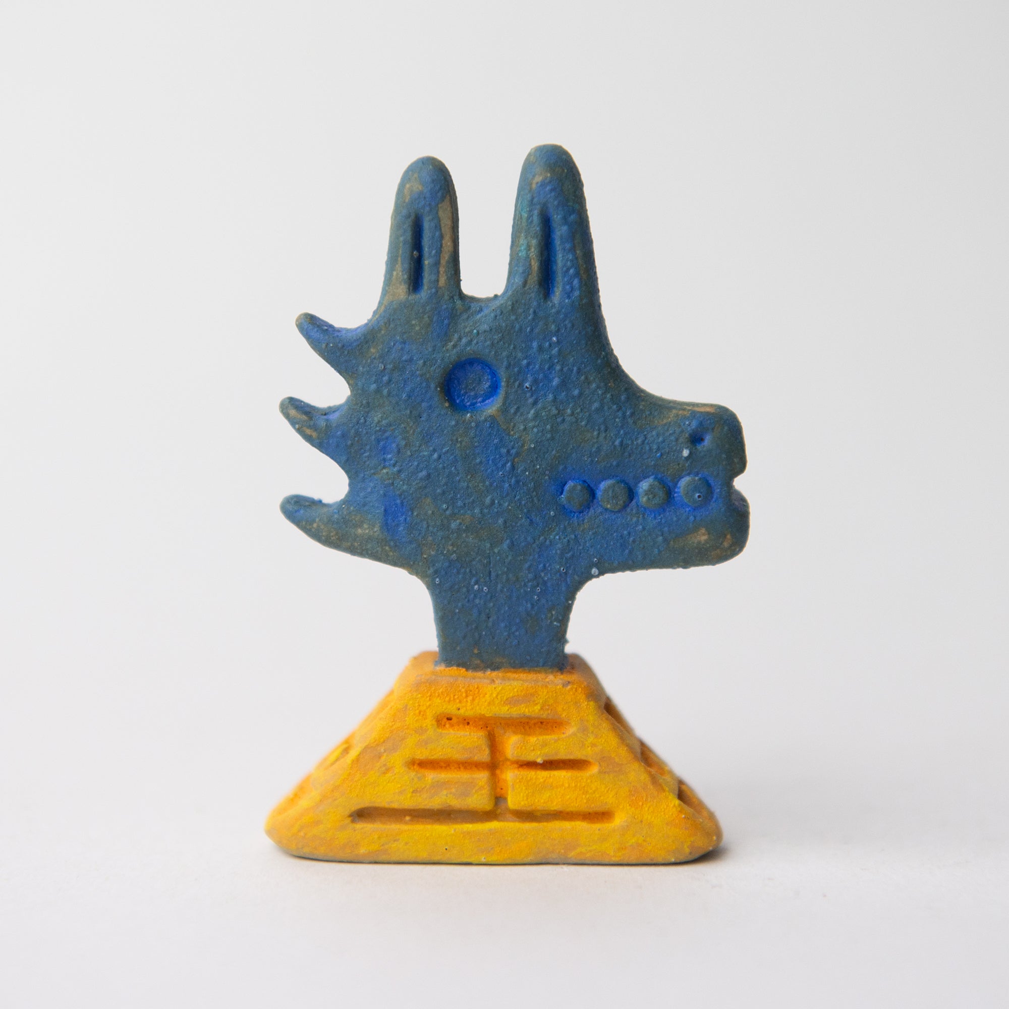 herbivore blue yellow original sculpture