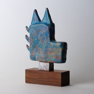 blue cat original sculpture