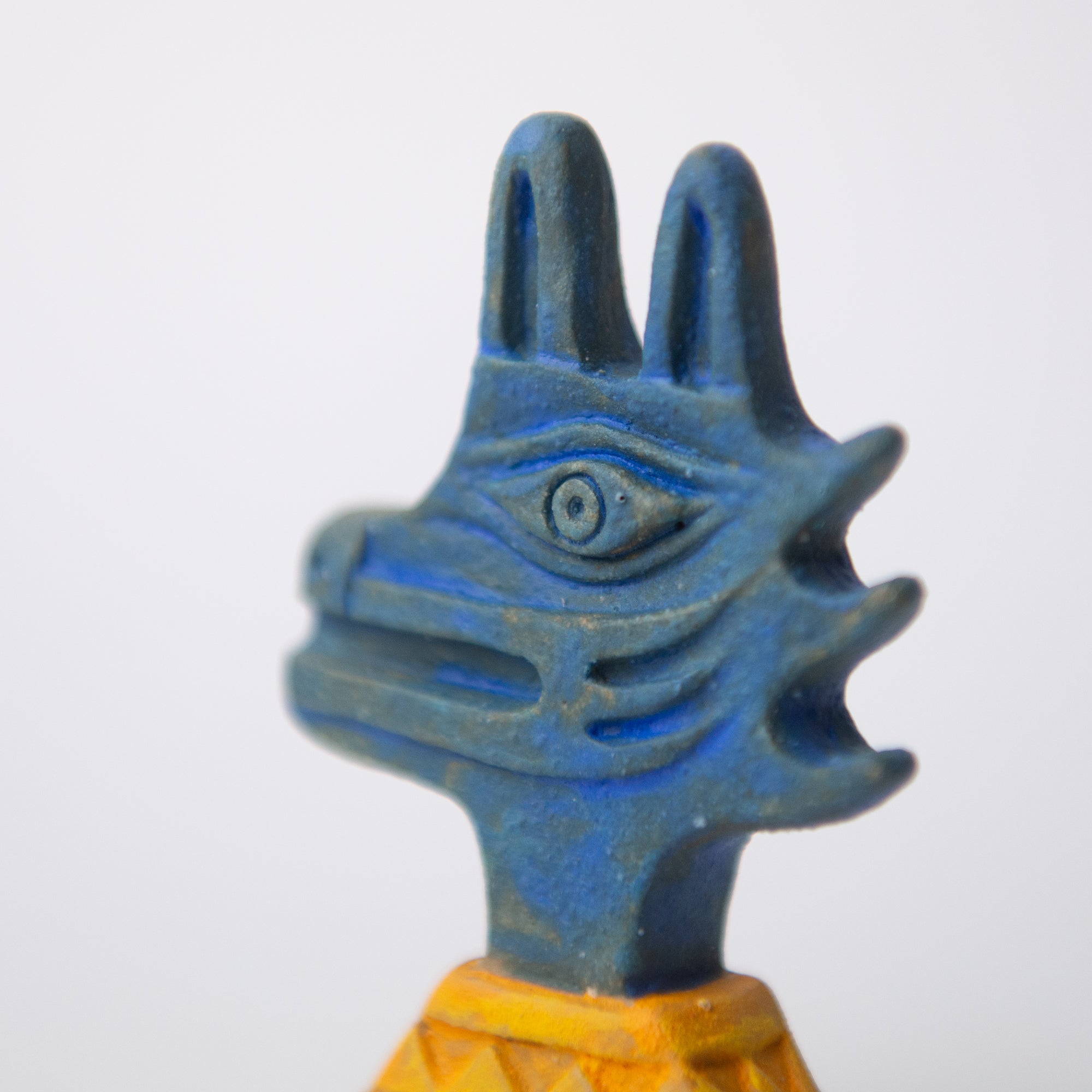 herbivore blue yellow original sculpture